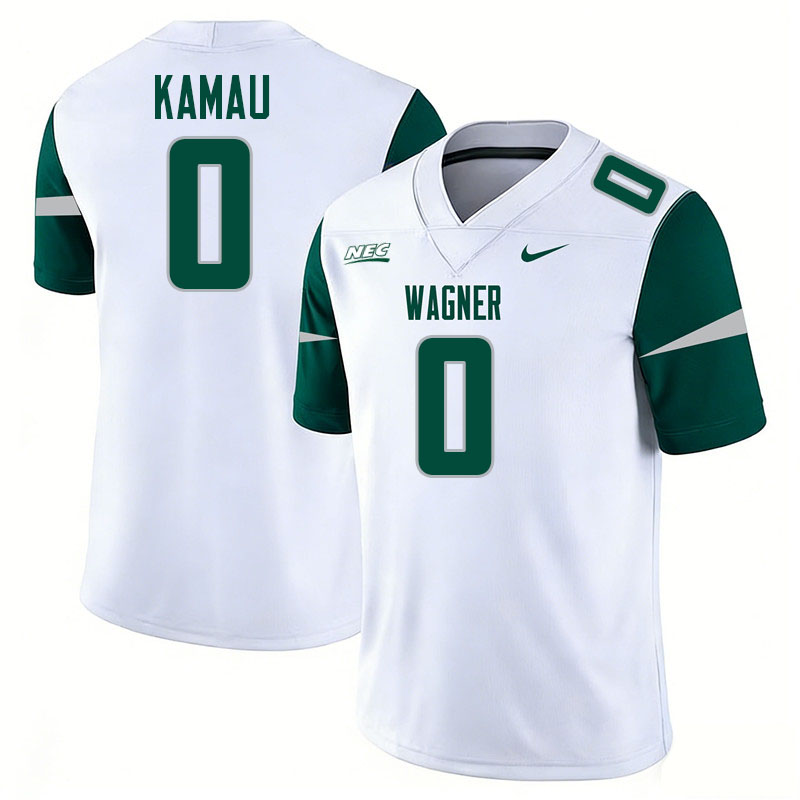 Wagner Seahawks #0 Sekou Kamau College Football Jerseys,Uniforms Stitched-White